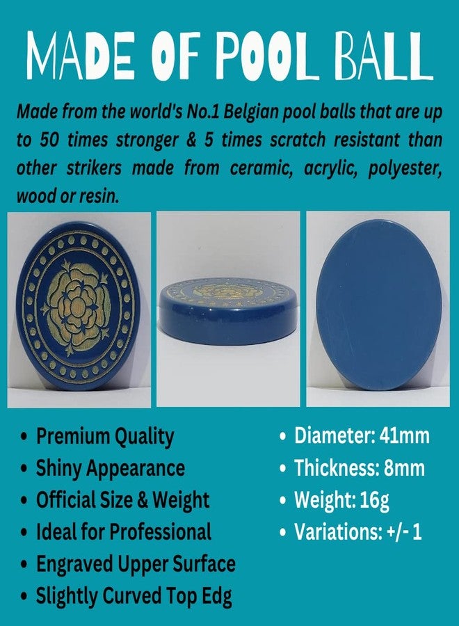 NHD مضرب كاروم احترافي من إن إتش دي PROAN812 - مصنوع من كرة بلياردو أصلية (أزرق)، 41 × 41 × 9 مم - Image 3